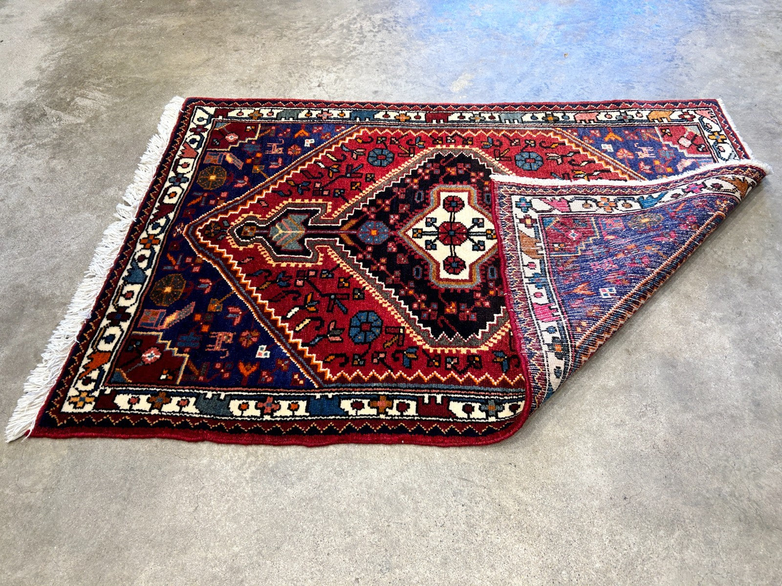 2'10"x4'2" Hand-Knotted 100% Wool Pile Hamadane Rug