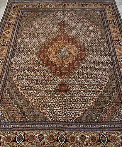 5'x6'4" Fine Hand-Knotted Wool & Silk Blend Tabrize Mahi Carpet - Area Rug