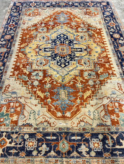 9'x12' Hand-Knotted 100% Lamb Wool Serapie Design Carpet - Area Rug