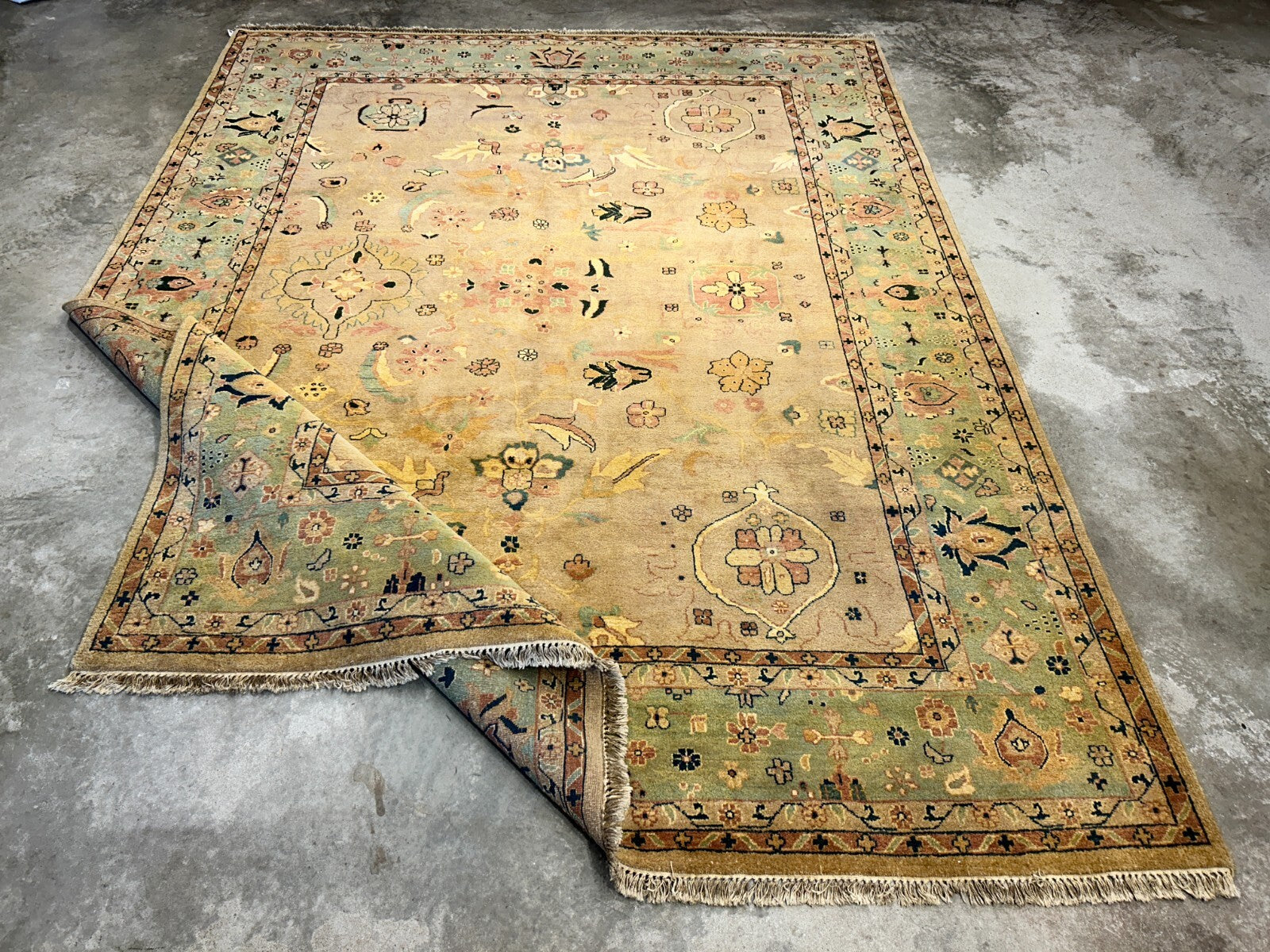 9'x12' Hand-Knotted 100% Wool Pile Hamadane Design Carpet - Area Rug
