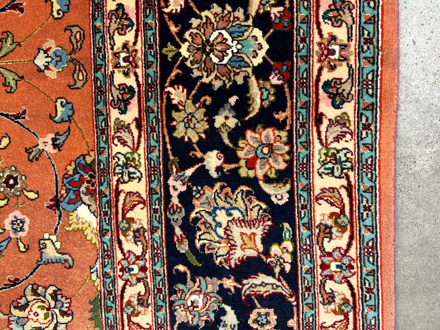 6'9"x10'2" Fine Hand-Knotted Wool & Silk Blend Tabrize Carpet - Area Rug