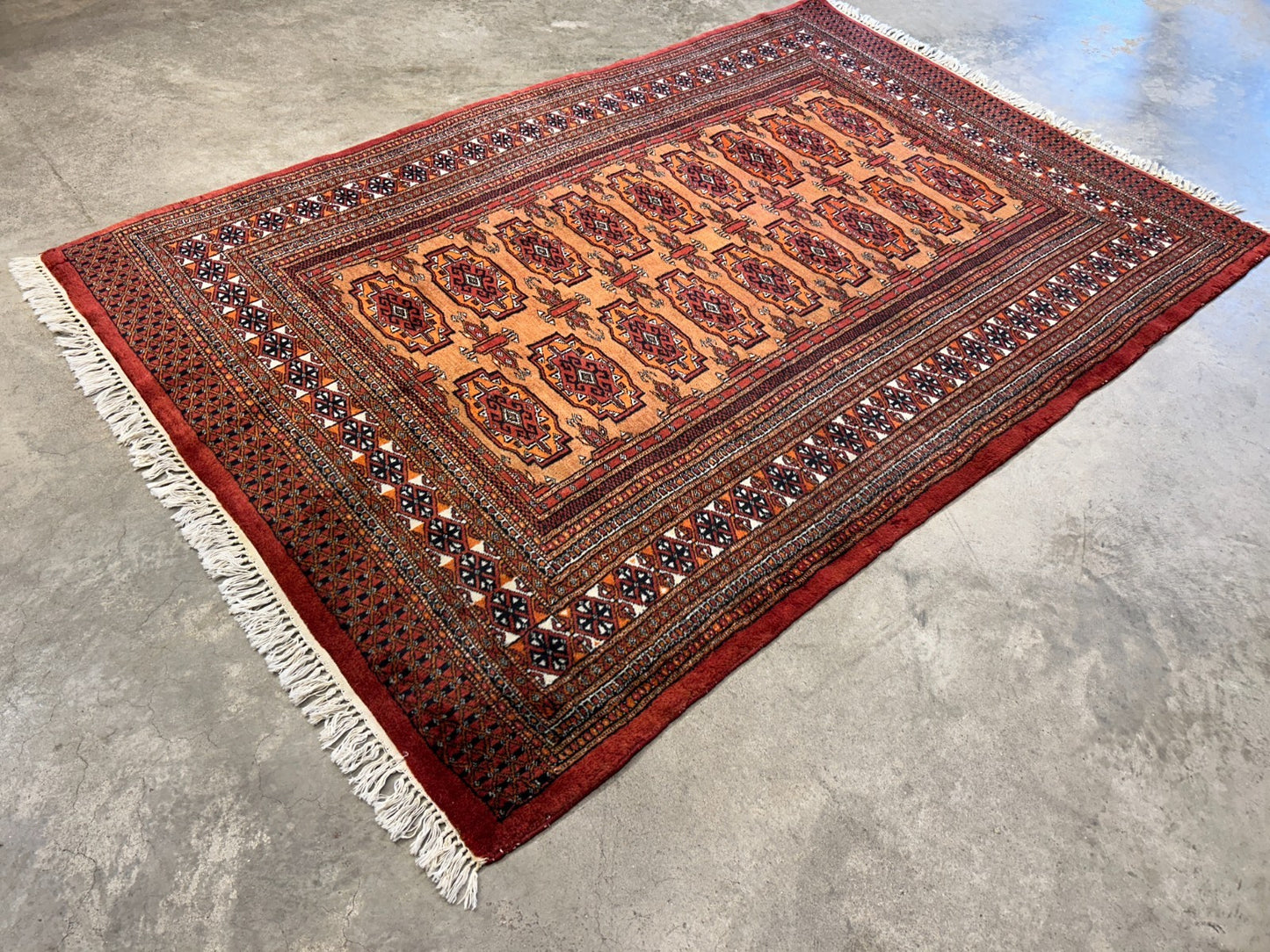 4'2"x6' Hand-Knotted 100% Wool Bokhara Area Rug - Carpet
