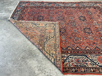 5'1"x6'1" Antique Hand-Knotted 100% Wool Pile Sennehe Area Rug - Carpet