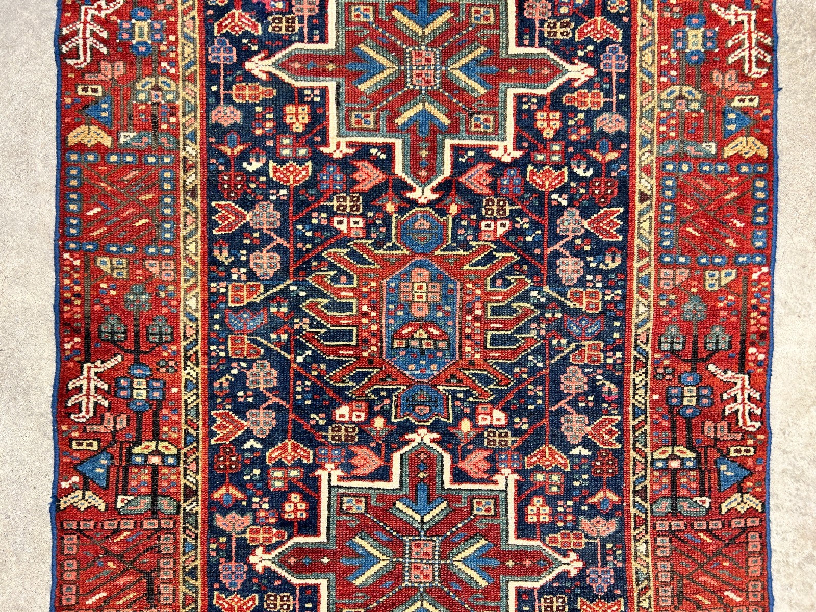 3'x4'6" Antique Hand-Knotted 100% Wool Pile Karaja Rug