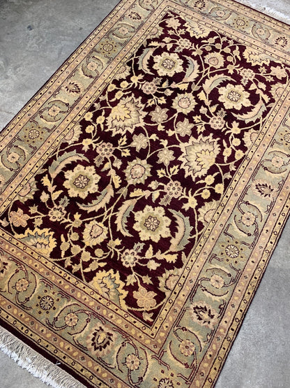 4' x 6' Very Fine Hand-Knotted 100% Wool Pile Indian Rug