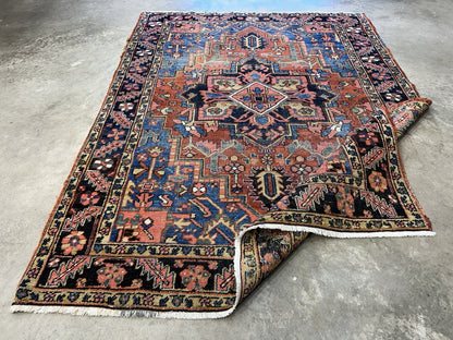 Collector Item- 5’x6’10” Antique Hand-Knotted 100% Wool Pile Serapie Area Rug