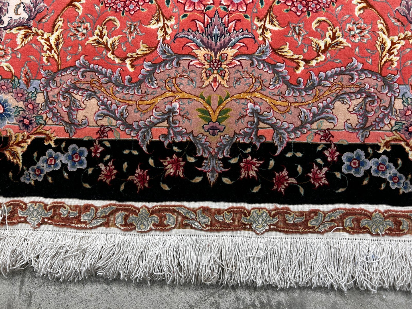 8'2"x11'7'' Hand-Knotted Very Fine Silk & Wool Pile Tabrize Benam Area Rug