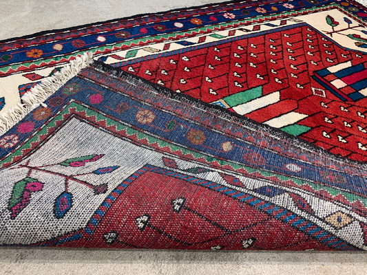 3'5"x4'9'' Hand-Knotted 100% Wool Pile Hamadane Area Rug - Carpet