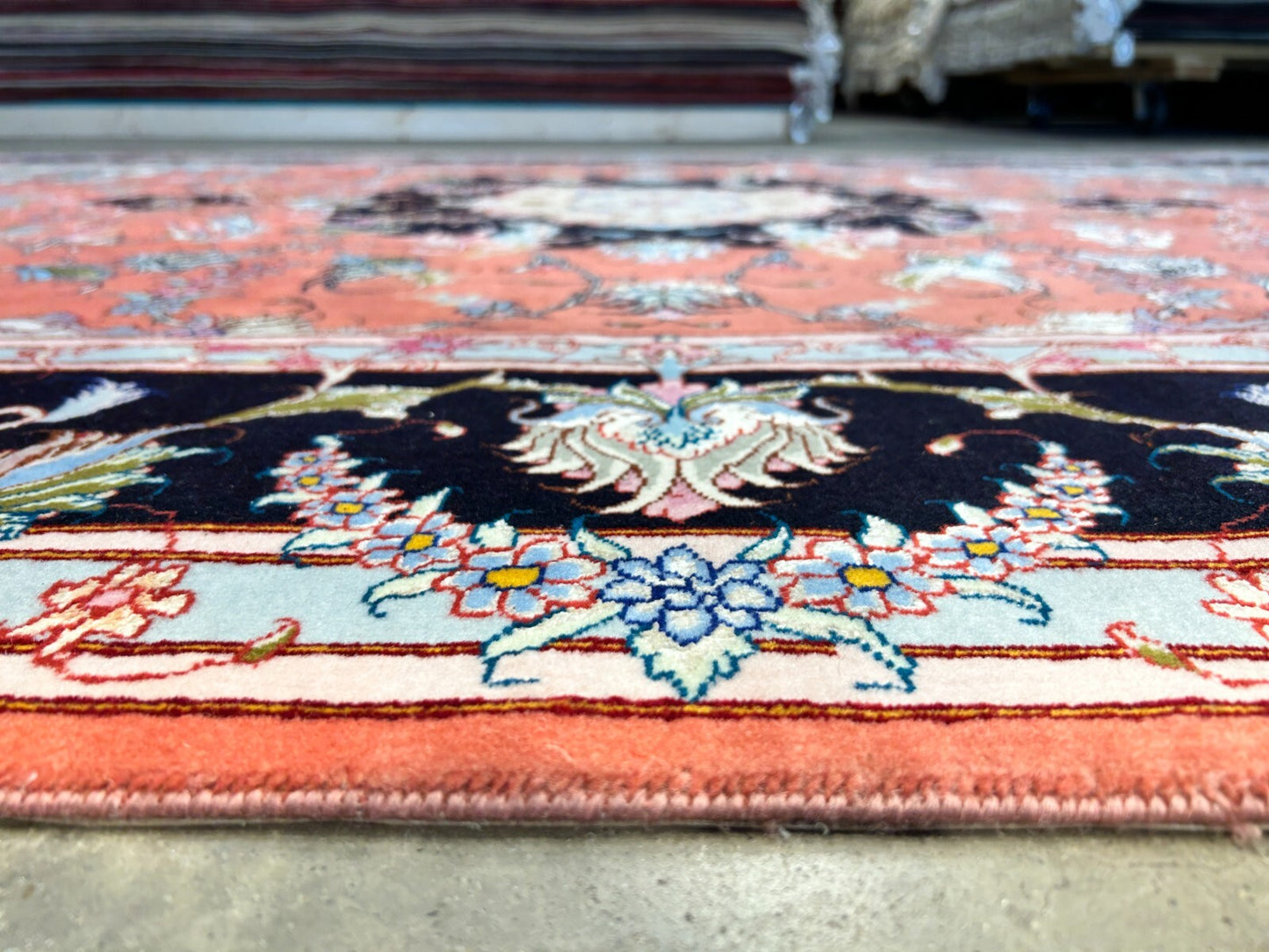 7'x10' Fine Hand-Knotted Wool & Silk Tabrize Rug - Area Carpet