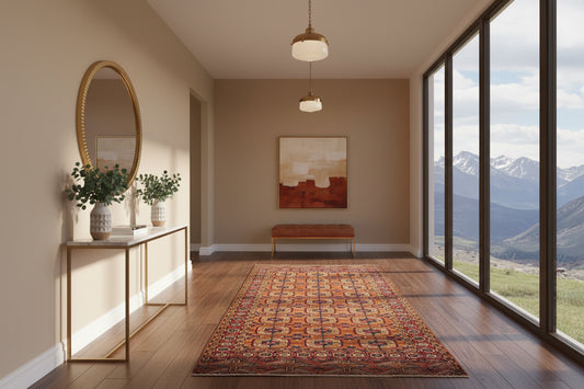 3'10"x6' Antique Hand-Knotted 100% Wool Pile Turkman Bokhara Rug