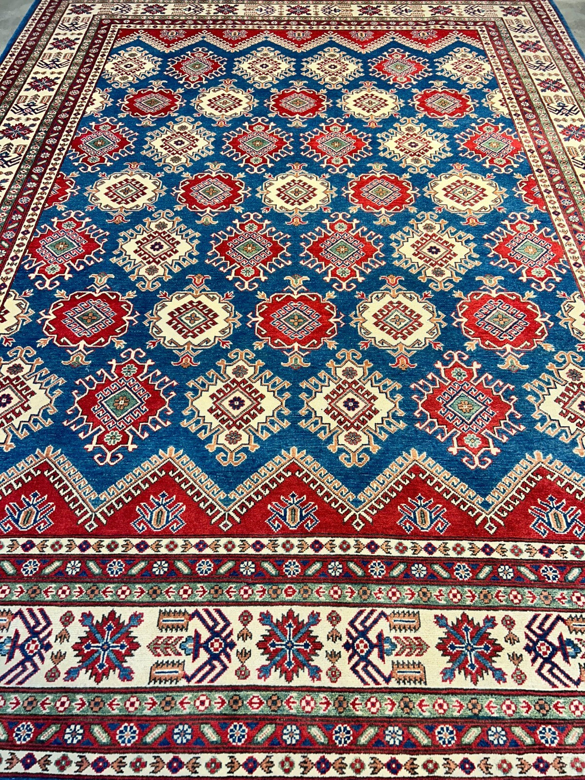 9'x12' Hand-Knotted 100% Wool Pile Kazak Rug