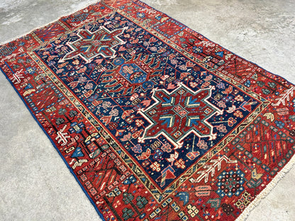 3'x4'6" Antique Hand-Knotted 100% Wool Pile Karaja Rug