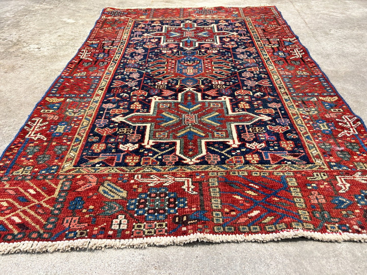 3'x4'6" Antique Hand-Knotted 100% Wool Pile Karaja Rug