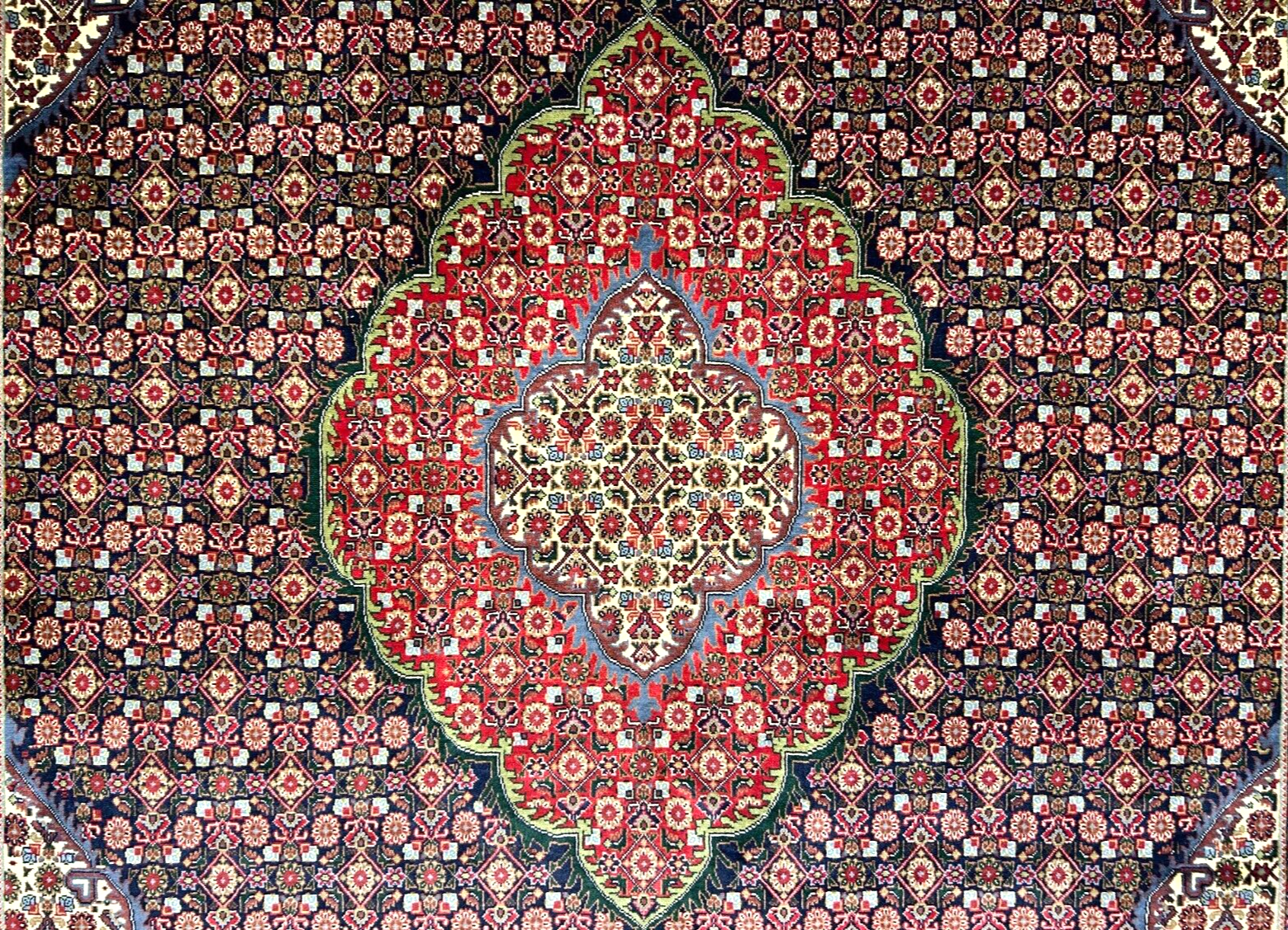 6'7"x9'4" Hand-Knotted 100% Wool Pile Tabrize Fishe Design Carpet - Area Rug