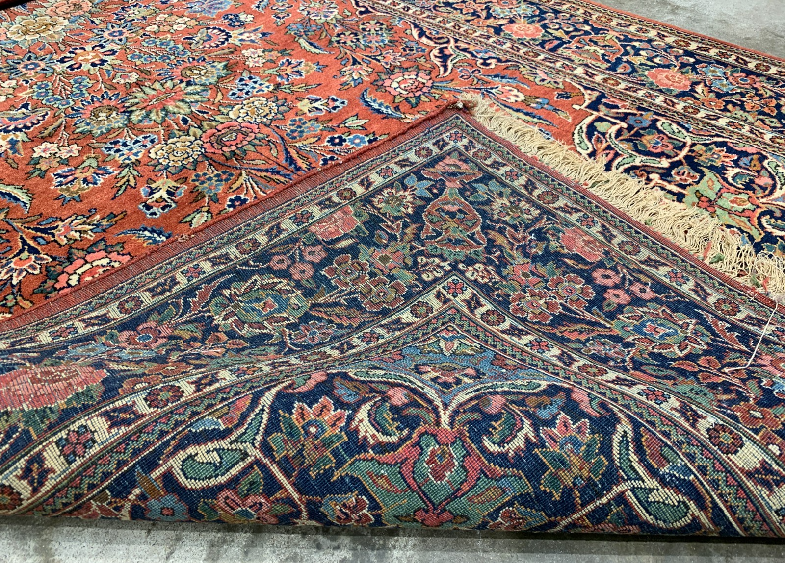 Collector Item -  4'4"x7'2" Antique Hand-Knotted Fine Wool Kashane Rug