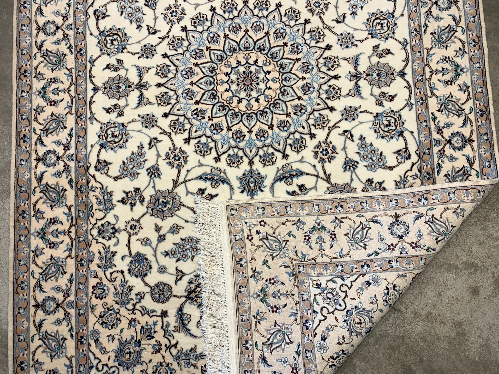 4'x6'4" Fine Hand-Knotted Wool & Silk Blend Naine Carpet - Area Rug