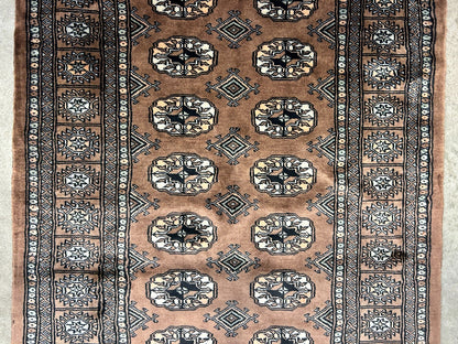 3'1"x5' Hand-Knotted 100% Wool Pile Bokhara Rug