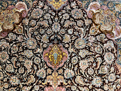 6'9"x10'2" Exquisite Hand-Knotted 100% Silk Qume Rug