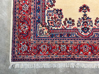 6'2"x9' Hand-Knotted 100% Wool Pile Sarouke Carpet - Area Rug