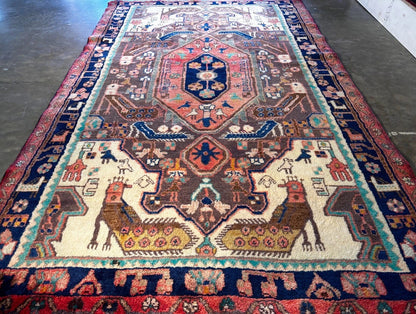 4'9" x 7'10" Hand-Knotted 100% Wool Pile Nahavande Area Rug