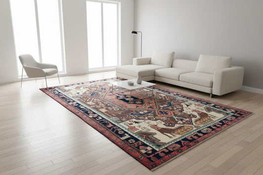 4'9" x 7'10" Hand-Knotted 100% Wool Pile Nahavande Area Rug