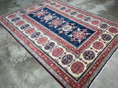 5'9"x8' Hand-Knotted 100% Wool Carpet - Kazak Area Rug