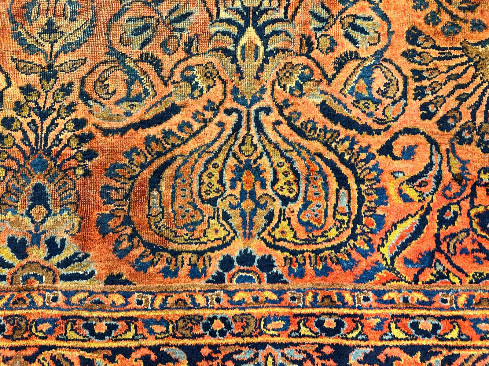 9'3"x12'7" Antique Fine Lamb Wool Sarouke Rug Hand-knotted Carpet