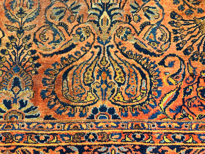 9'3"x12'7" Antique Fine Lamb Wool Sarouke Rug Hand-knotted Carpet