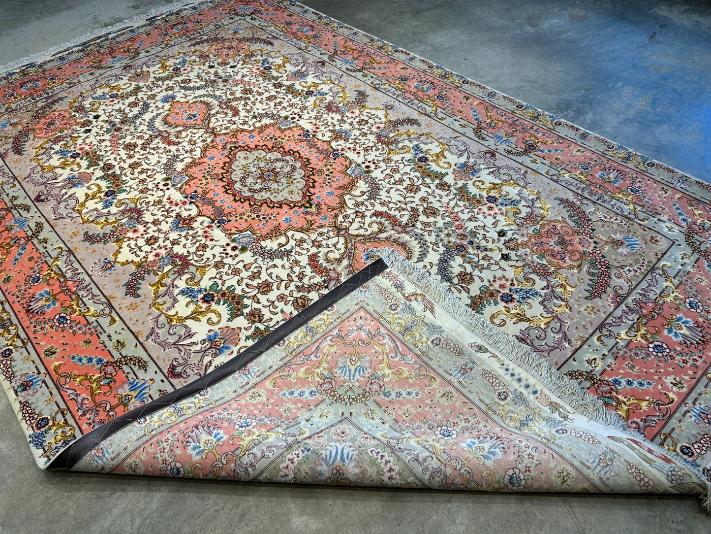 6'8"x10'3" Extra-Fine Signed Hand-Knotted Wool & Silk Tabrize Rug - Area Carpet