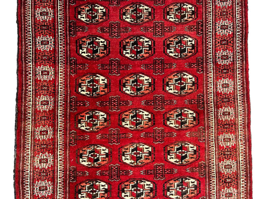 3'x4'2" Hand-Knotted 100% Wool Pile Turkaman Bokhara Rug