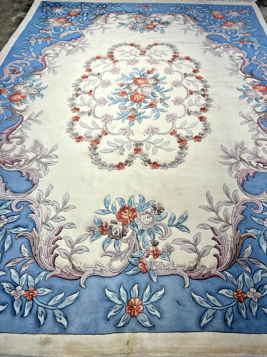 8'2" x 11'2" Hand-Knotted 100% Wool Carpet - Chinese Aubusson Area Rug