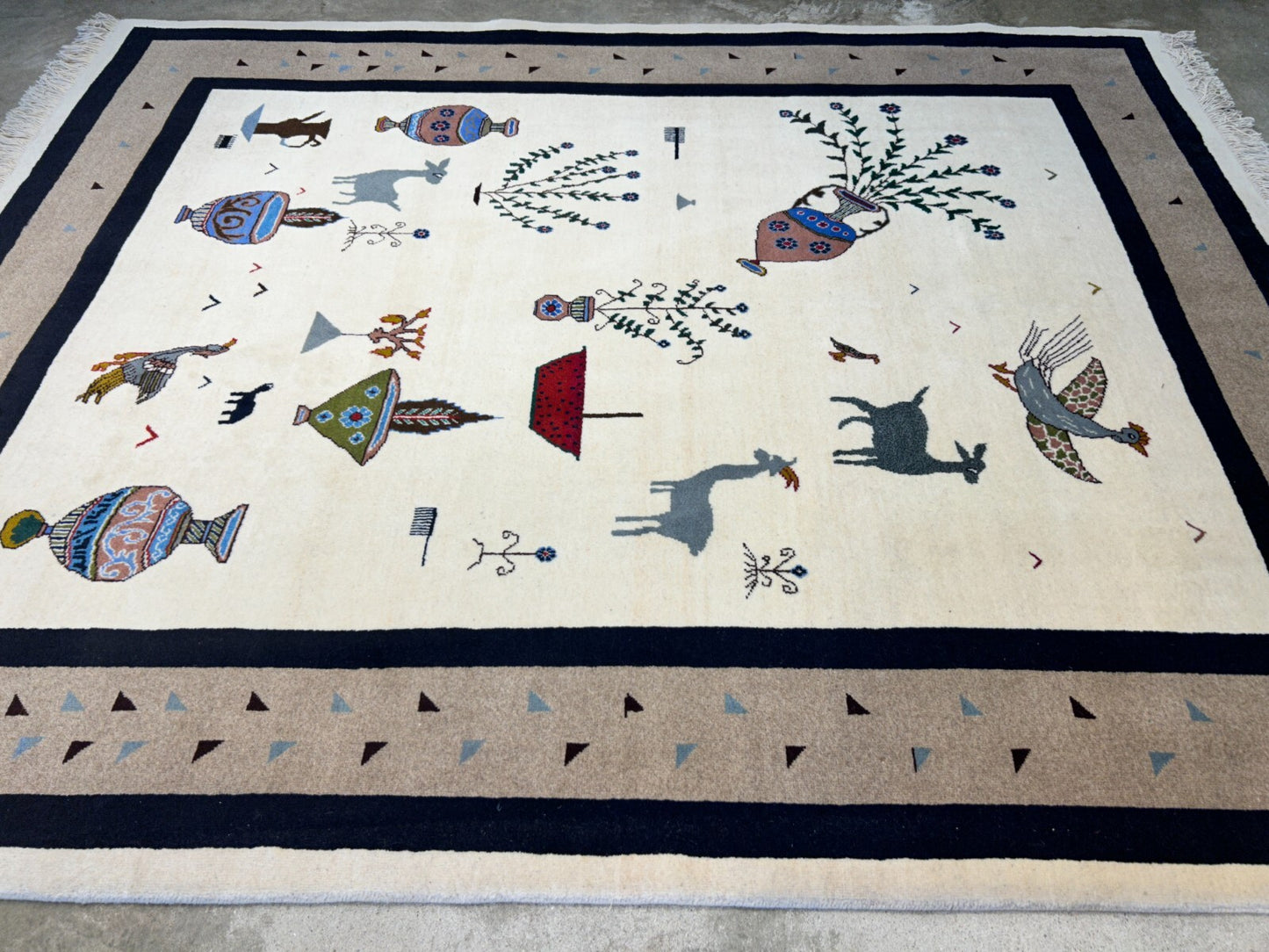 6'6"x9'1" Hand-Knotted 100% Wool Pile Gabeh Carpet - Area Rug