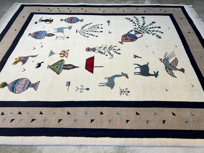 6'6"x9'1" Hand-Knotted 100% Wool Pile Gabeh Carpet - Area Rug