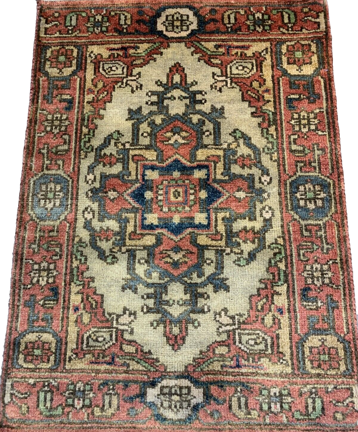 2'x3' Hand-Knotted 100% Wool Herize Design Carpet - Area Rug