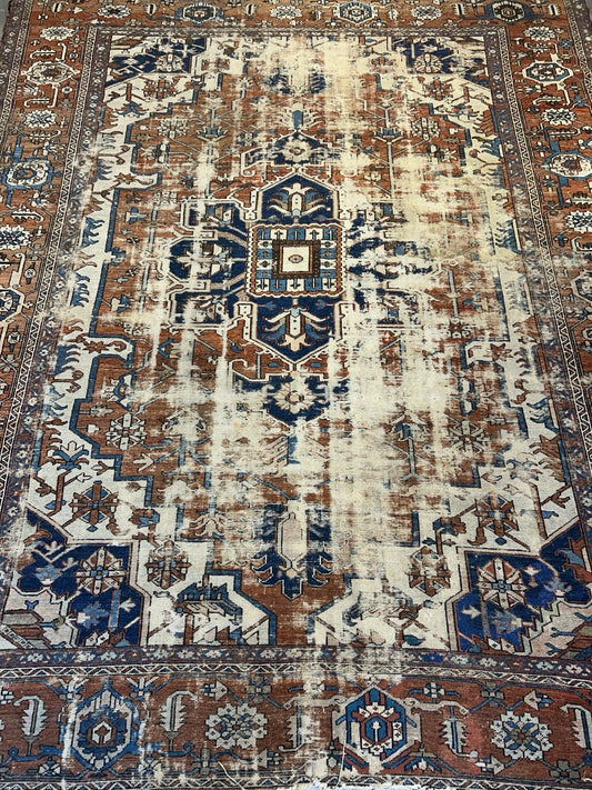 Collector Item- 10’5”x12’8” Old Antique Hand-Knotted Wool Pile Serapie Area Rug