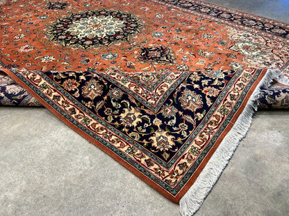 6'9"x10'2" Fine Hand-Knotted Wool & Silk Blend Tabrize Carpet - Area Rug