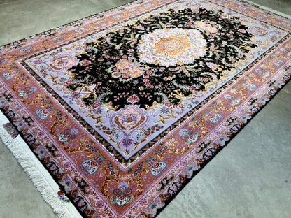 6'8"x10' Extra-Fine Hand-Knotted Wool & Silk Blend Tabrize Carpet - Area Rug