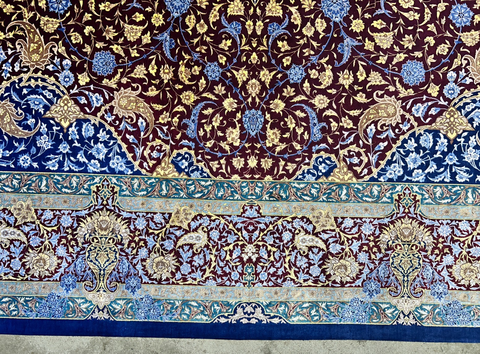 9'7"x12'10" Exquisite Signed Hand-Knotted 100% Silk Qume Rug