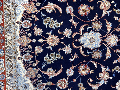 8'8"x11'9" Extra Fine Hand-Knotted Wool & Silk Isfahane Rug