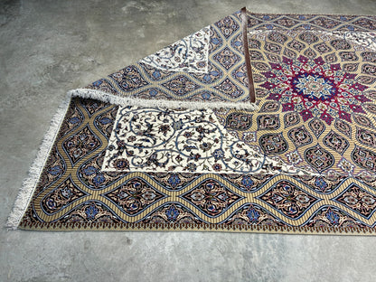 6'6"x10' Extra Fine Hand-Knotted Wool & Silk Isfahane Rug