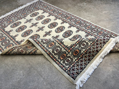 3'1"x4'9" Hand-Knotted 100% Wool Pile Bokhara Rug