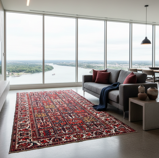 5'4" x 10'4"  Hand-Knotted 100% Wool Pile Bakhtiarie Area Rug