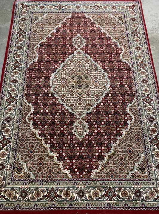 4'1" x 6' Hand-Knotted 100% Wool Tabrize Mahi Rug - Area Carpet
