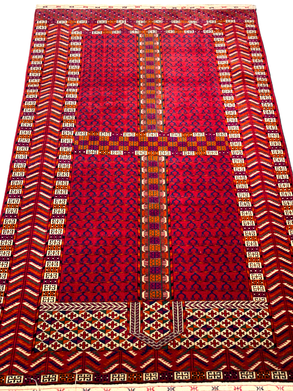 4'4"x6'8" Antique Hand-Knotted 100% Lamb Wool Russian Chichi Hatchli Rug