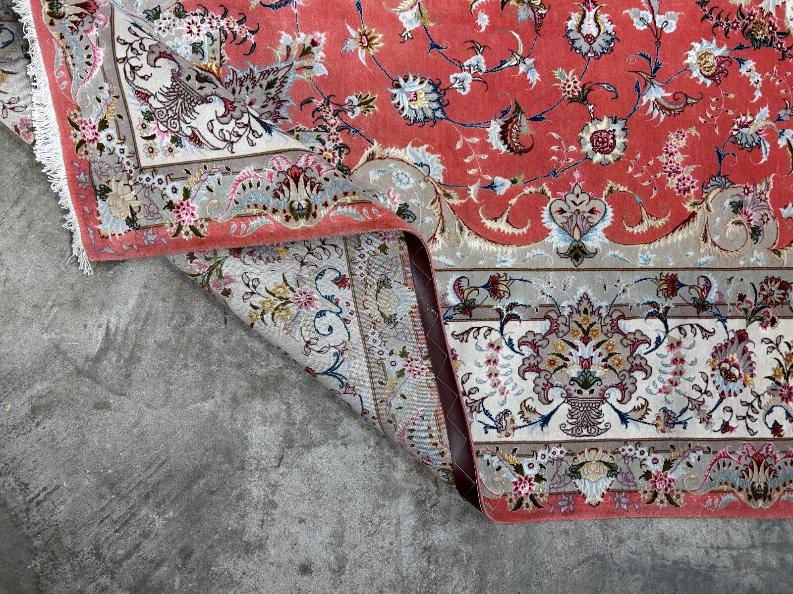 8'4"x12'3" Very Fine Hand-Knotted Wool & Silk Tabrize Rug