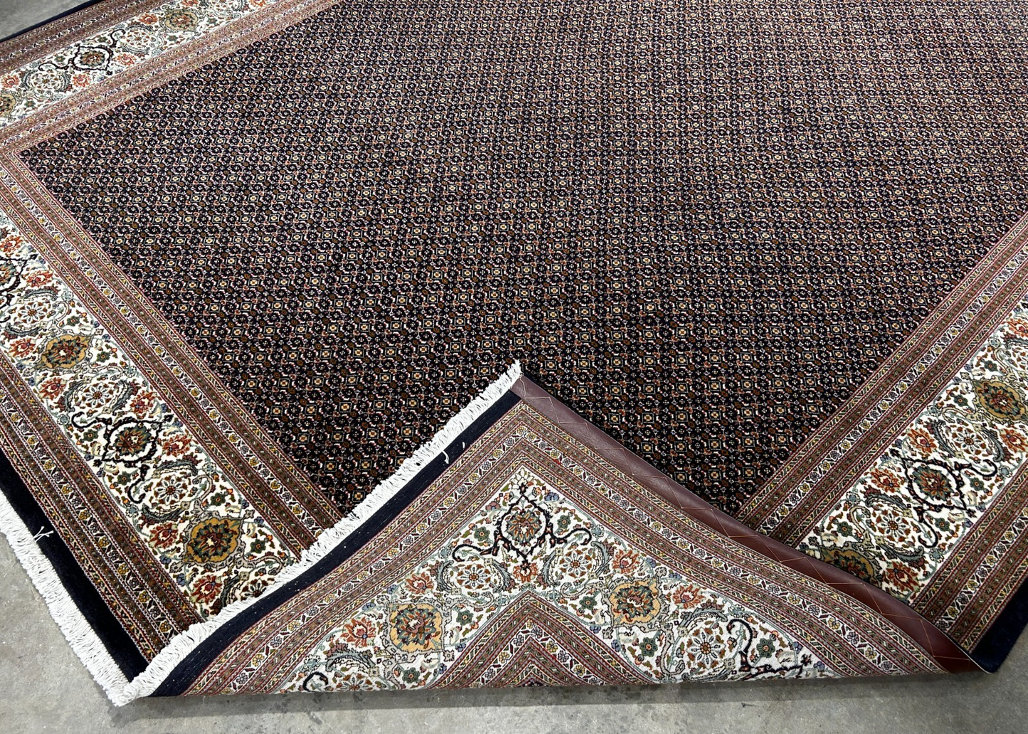 8'4"x11'2" Fine Hand-Knotted 100% Wool Pile Tabrize Fish Style Rug - Carpet