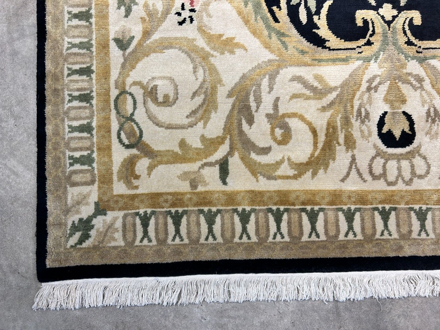 6'1"x9'2" Hand-Knotted 100% Wool Pile Aubusson Carpet - Area Rug