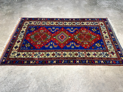 3'6"x5'9" Hand-Knotted 100% Wool Pile Yalamehe Rug