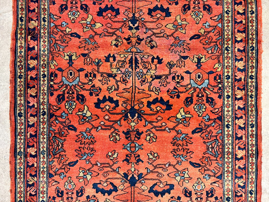 Collector Antique - 3'6"x4'4" Hand-Knotted 100% Wool Pile Sarouke Lilian Rug