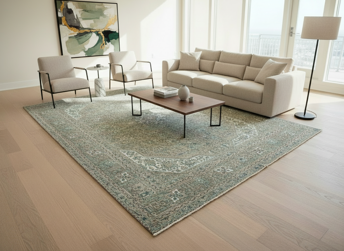 9'8"x12'5" Hand-Knotted 100% Wool Pile Herize Rug